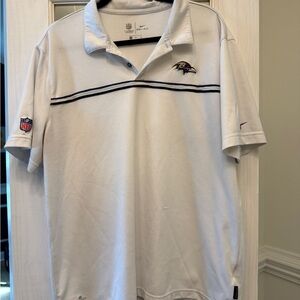 NFL Men’s White Polo with Baltimore Ravens Logo